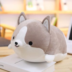 Gray Corgi – Soft and Cute Corgi Doll Plush Toy Round Shiba Inu Girl Doll Sleeping Pillow Rag Doll